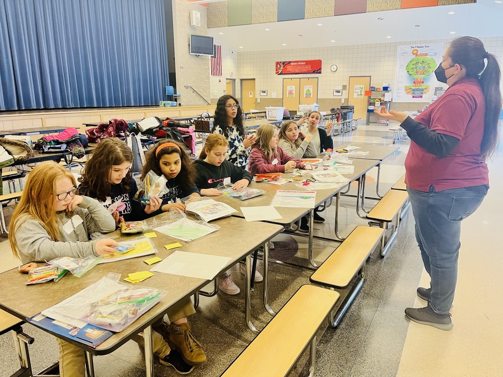 Students working at cafeteria table