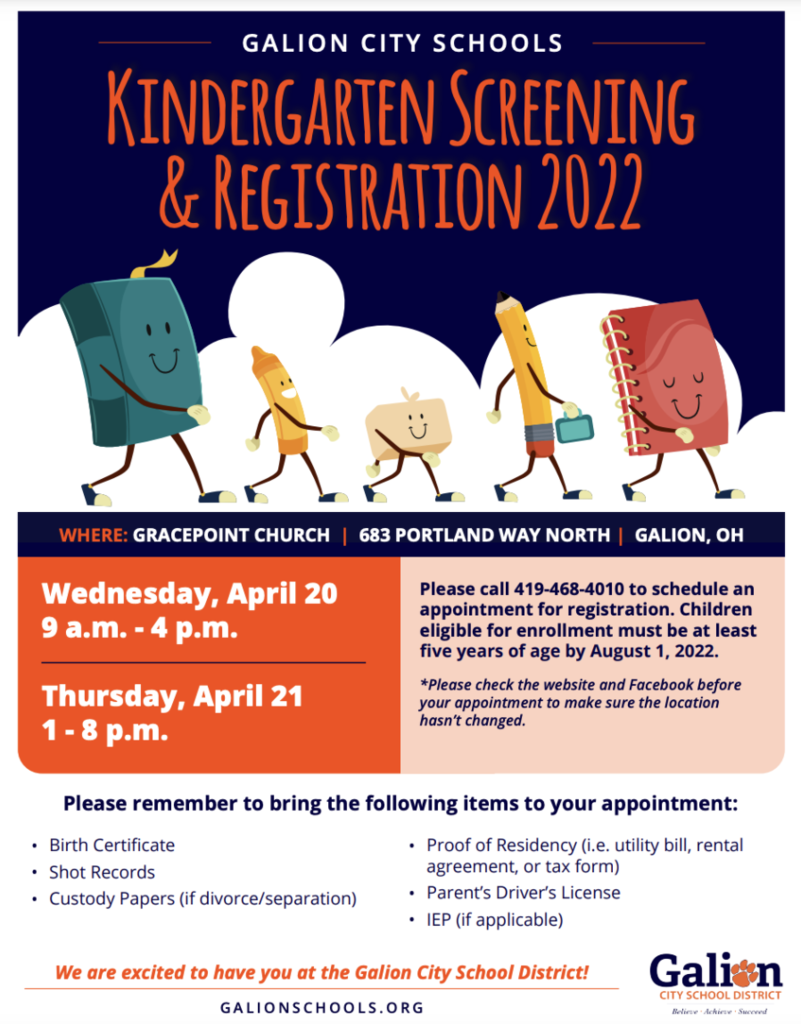 Kindergarten Screening and Registration Flyer
