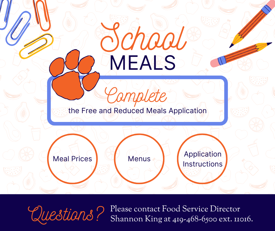 School Meals: Complete the free and reduced meals application