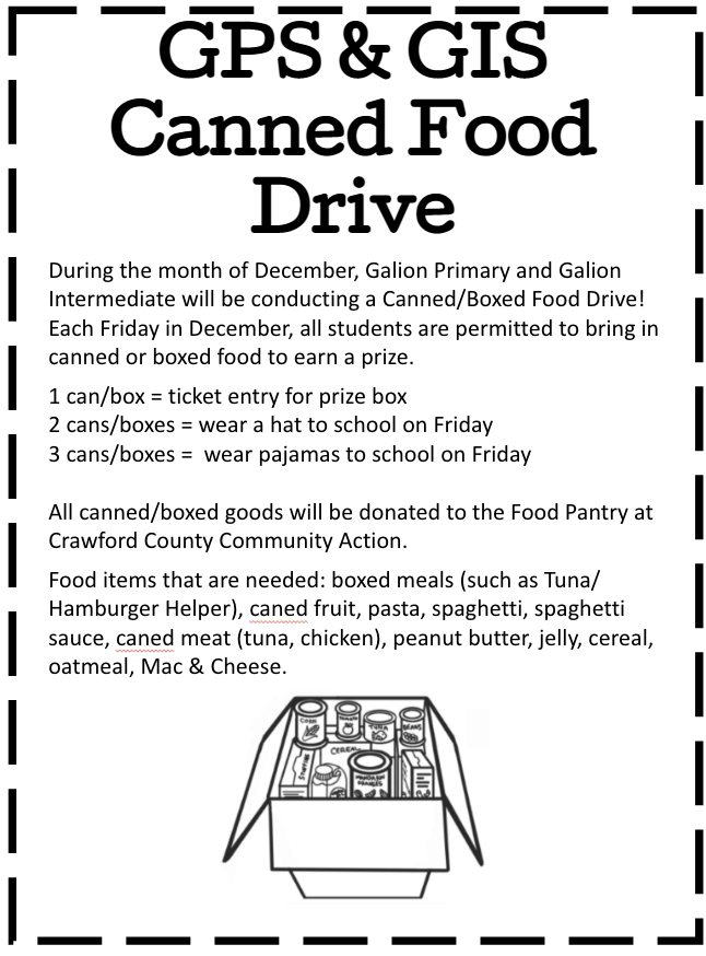 Canned Food Drive for December 