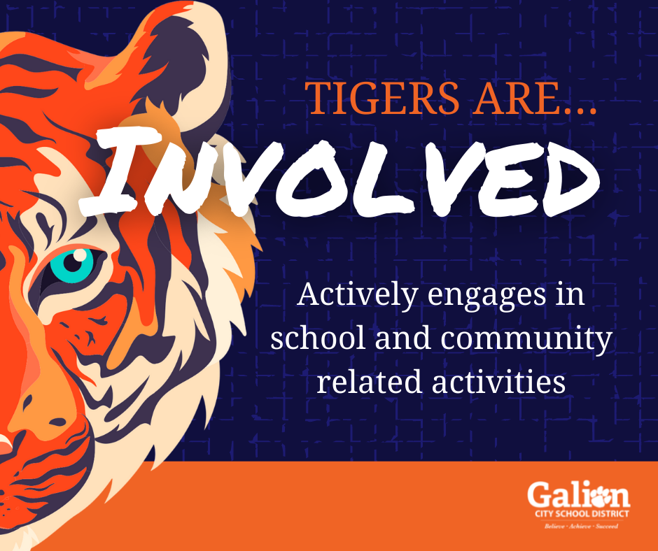 Tigers are Involved. Actively engages in school and community related activities