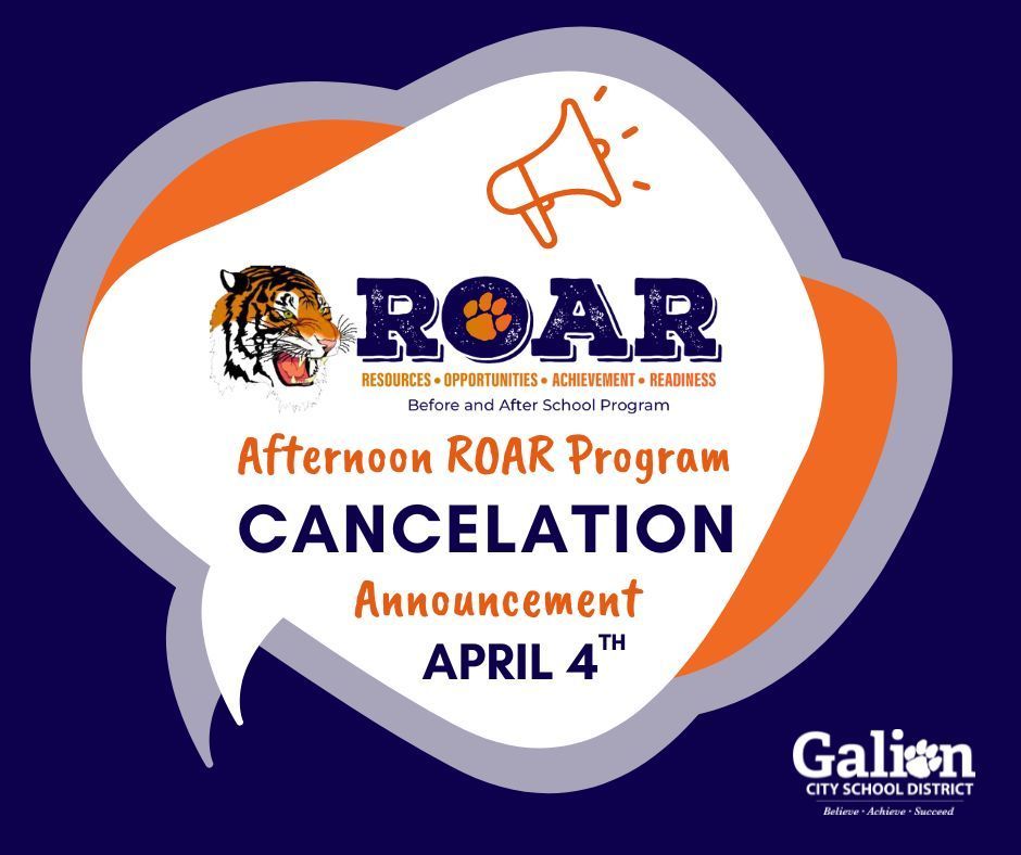 Afternoon ROAR Program Cancelation April 4