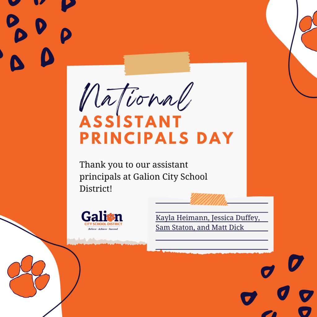 National Assistant Principals Day - Thank you to our assistant principals at Galion City School District! 